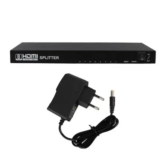 PowerMaster PM-14218 1 Giriş 8 Çıkış Port 1080P FHD HDMI Dağıtıcı Splitter (8'li Çoklayıcı) resmi