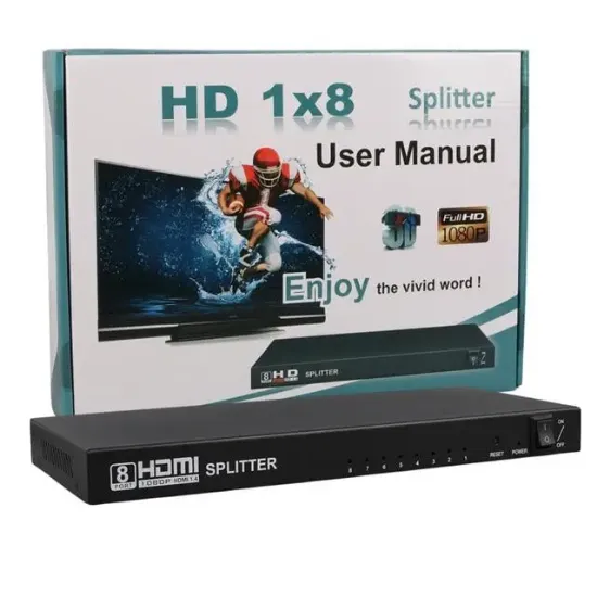 PowerMaster PM-14218 1 Giriş 8 Çıkış Port 1080P FHD HDMI Dağıtıcı Splitter (8'li Çoklayıcı) resmi