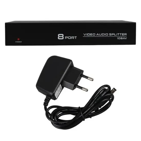 PowerMaster PM-4832 8 Port Video Stereo Audio Dağıtıcı Çoğaltıcı 1024X768-85HZ resmi