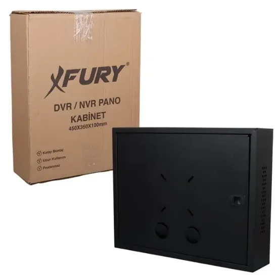 Fury 45x35x10cm Dik Tip Siyah DVR / NVR Güvenlik Kabini Pano resmi