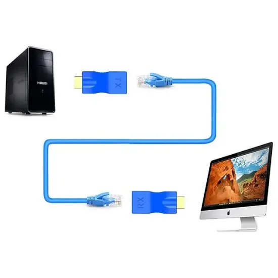 PowerMaster PM-18225 30 Metre HDMI 4K Cat5/Cat6/Cat7 Uzatıcı Extender (RJ45 Uzatma - HDMI Kablo Gerekmez) resmi