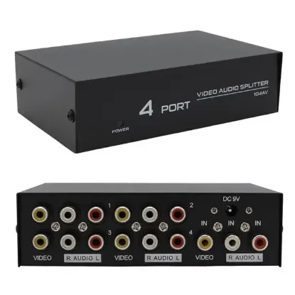 PowerMaster AV-104 4 Port AV CVBS RCA Video Audio Splitter Çoğaltıcı Dağıtıcı resmi