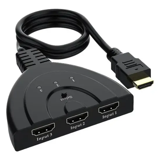 PowerMaster PM-17229 3 Giriş 1 Çıkış HDMI Switcher Çoğaltıcı Toplayıcı Aparat 30 CM Kablolu Seçme Düğmeli resmi
