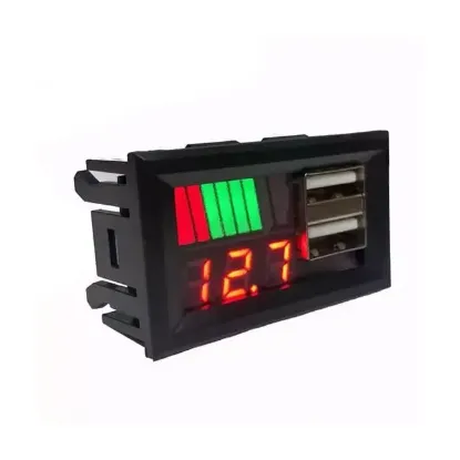 PowerMaster IC278C Dijital Voltmetre USB Çıkışlı Akü Göstergeli DC 12Volt Aküler İçin resmi