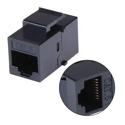 PowerMaster PM-25454 RJ45 Cat6 Dişi/Dişi 8P-8C Ara Kaplin Coupler Adaptör Siyah resmi