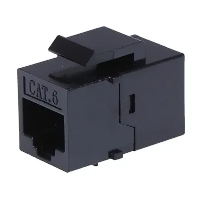PowerMaster PM-25454 RJ45 Cat6 Dişi/Dişi 8P-8C Ara Kaplin Coupler Adaptör Siyah resmi