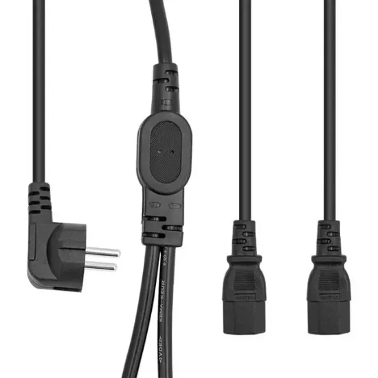 PowerMaster PM-17972 Çift Güç Çıkışlı 1.8 Metre PC Power Kablosu Dişi IEC C13 AC220V Tek Priz resmi