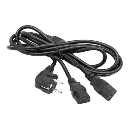 PowerMaster PM-17972 Çift Güç Çıkışlı 1.8 Metre PC Power Kablosu Dişi IEC C13 AC220V Tek Priz resmi