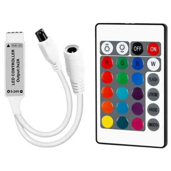 Powermaster 5-12-24 Volt 3x2 Amper Mini 24 Tuşlu Led RGB Kontrol Cihazı resmi