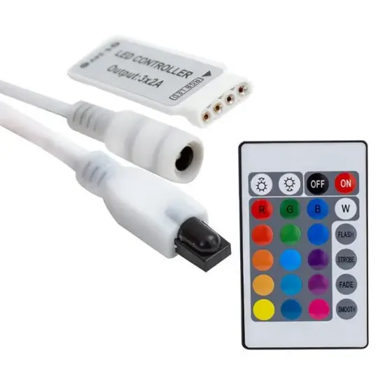 Powermaster 5-12-24 Volt 3x2 Amper Mini 24 Tuşlu Led RGB Kontrol Cihazı resmi