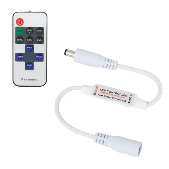 PowerMaster PM-4354 RF Uzaktan Kumandalı Şerit LED Dimmer Kontrol Cihazı (5-24V 12A) resmi