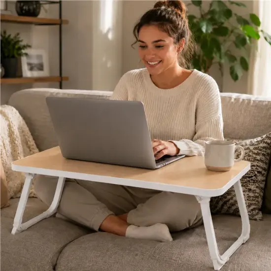 Sunup SN-29693 Katlanabilir Laptop Masası ve Yatak Koltuk Üzeri Tepsisi Ahşap Desen 60x40cm resmi
