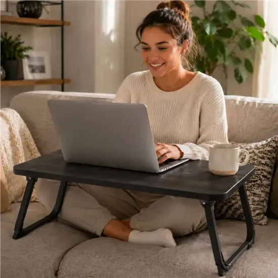 Sunup SN-29692 Katlanabilir Laptop Masası ve Yatak Koltuk Üzeri Tepsisi Siyah 60x40cm resmi