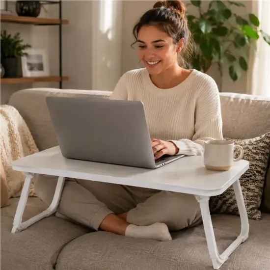 Sunup SN-29691 Katlanabilir Laptop Masası ve Yatak Koltuk Üzeri Tepsisi Beyaz 60x40cm resmi