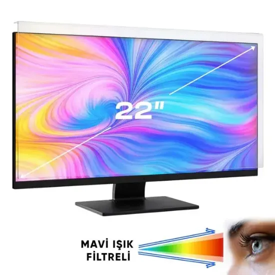 Weko WK-29920 22" Mavi Işık Filtreli Monitör Ekran Koruyucu Darbeye Dayanıklı 2mm Optik Difüzörlü resmi