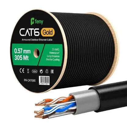 Feny FN-CAT690 305 Metre 23 AWG 0.57mm Dış Mekan Cat6 UTP Kablo resmi