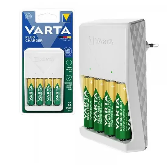 Varta 4XAA 2100 Mah Pilli Beyaz Plug Pil Şarj Ci̇hazı resmi