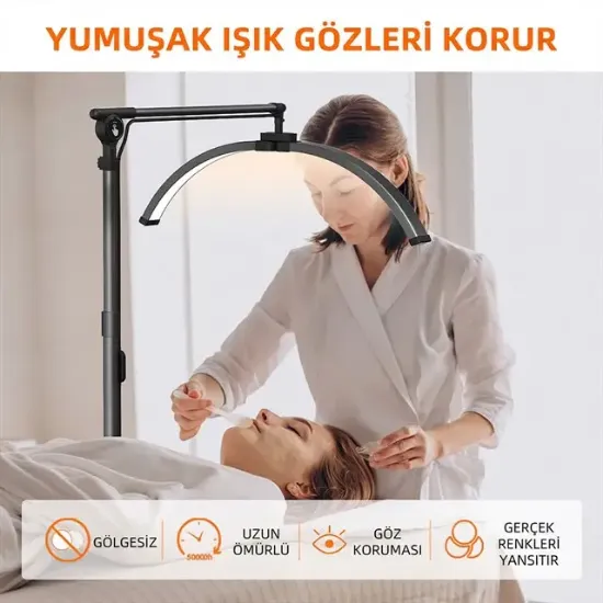 Trled F-700B Katlanabilir Ayaklı ve Tekerlekli Siyah Güzellik Salonu Lambası resmi
