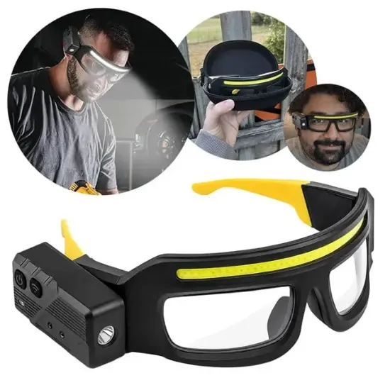 Powermaster PM-37843 İndüksiyonlu Koruyucu Gözlük ve Kafa Lambası Şarjlı Çift LED'li resmi