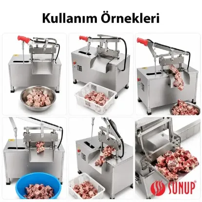 Sunup SN-30982 Otomatik Kemik ve Et Kesme Makinesi Gıda Sınıfı Paslanmaz Çelik Endüstriyel Giyotin Dilimleyici resmi