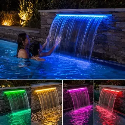 Powermaster PM-37796 Havuz ve Bahçe Şelale Başlığı 150cm RGB LED'li Uzaktan Kontrollü resmi