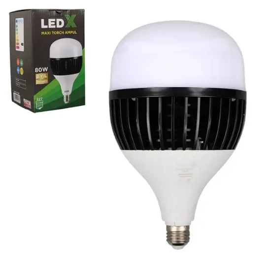 LedX AL-TH80 Akım Korumalı 80 Watt 7200 Lümen E27 Beyaz Maxi Kristal Torch Led Ampul resmi