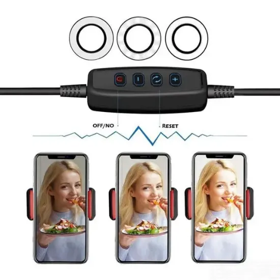 Powermaster PM-2577 Masa Sabitlemeli 3000K-5000K-6500K Selfie Işıklı Telefon Tutacağı Akrobat 2in1 resmi