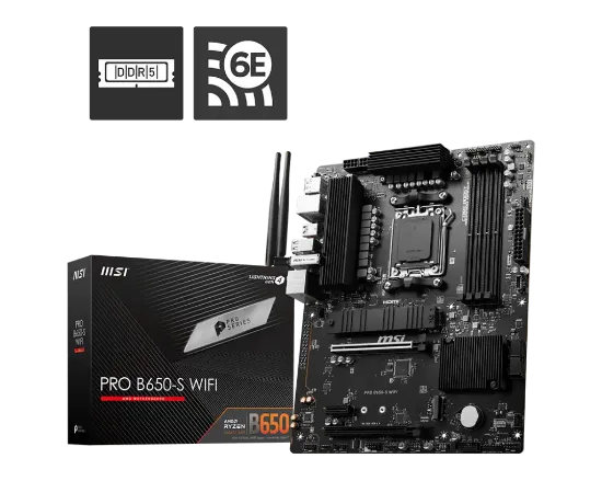 MSI PRO B650-S WIFI DDR5 7200(OC)MHz HDMI DP M.2 ATX AM5  resmi