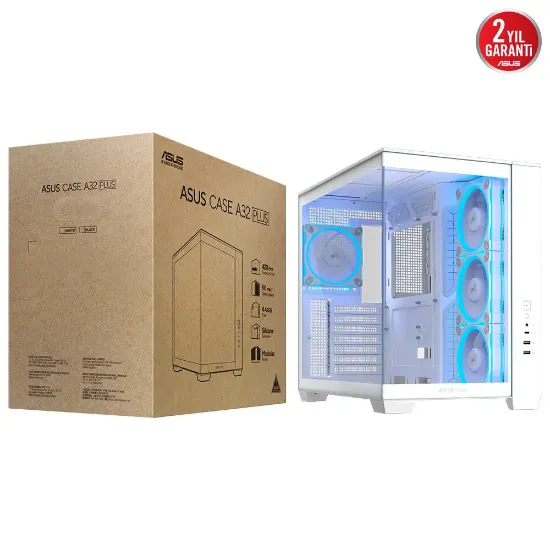 ASUS A32 PLUS M-ATX 3.2 GEN 2X1 TYPE C PORTU VE 360MM AIO CPU SOĞUTUCU & 420MM EKRAN KARTIYLA UYUMLU BEYAZ resmi