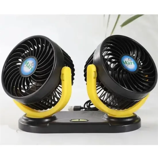 Powermaster X916 12 Volt Dc Usb Girişli Masaüstü 2’Li Plastik Ev-Ofis-Araç Fanı resmi