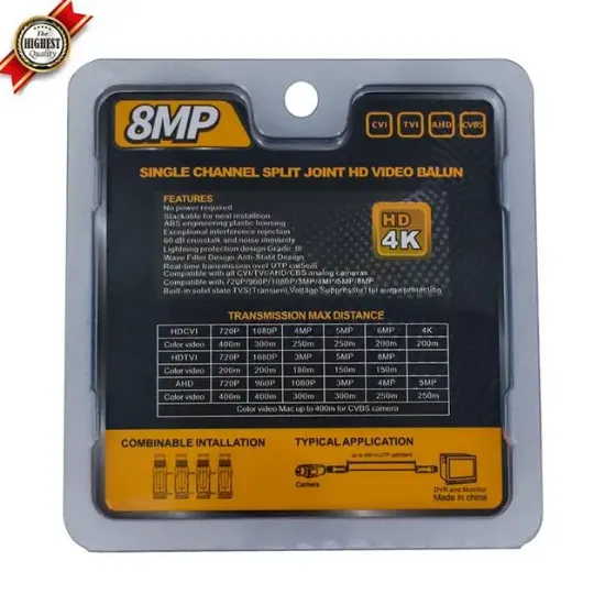Powermaster 8MP 1080P 2KV 250-400 Metre HD-TVI-CVI-AHD-CVBS HD Video Balun PM-3889 resmi