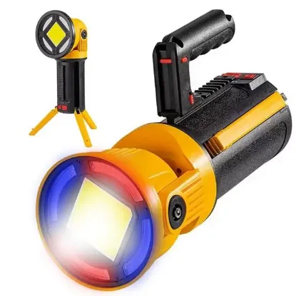 PowerMaster MX-W5164-3 Kırmızı Mavi Çakarlı COB Ledli Şarjlı Kamp El Feneri Işıldak resmi