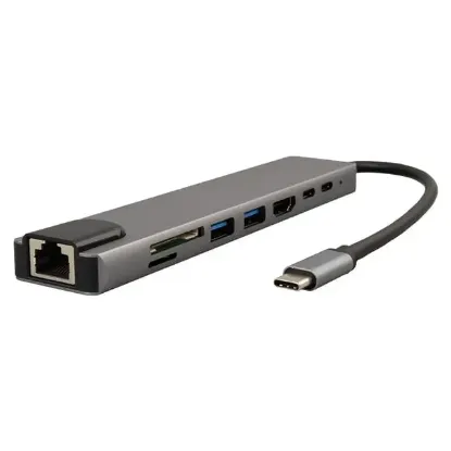 Powermaster Type-C 8in1 HDMI Çok Fonksiyonlu USB 3.0 Dock Station (Macbook - PC - Playstation - Xbox) resmi