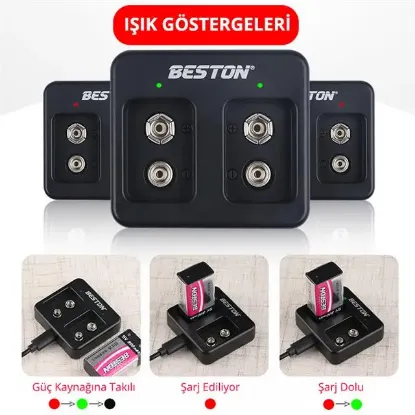 Beston M7005 Siyah 2 X 9 Volt Pil Şarj Cihazı resmi