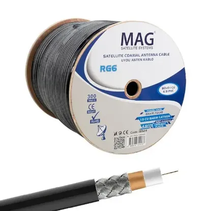 Mag RG6-U6 Cu-Cu Bakır Yeşil Anten Kablo 300 Mt resmi