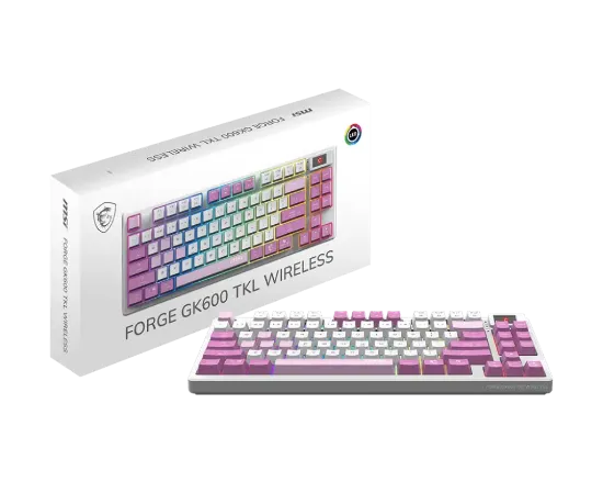 MSI FORGE GK600 TKL W VIOLET TR GAMING KLAVYE resmi