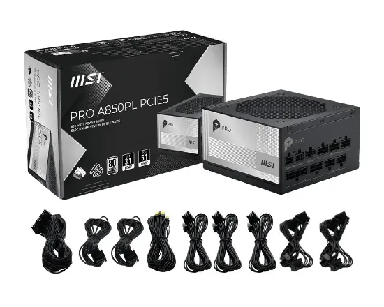 MSI PRO A850PL PCIE5 850W 80+ PLATINUM PSU resmi