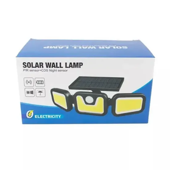 Powermaster MX-W771B Sensörlü 3 Modlu 90 Cob Ledli Solar Aydınlatmalı Duvar Lambası resmi