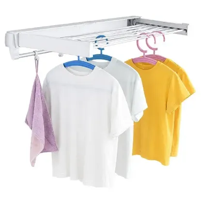 Sunup SN-37717 Katlanabilir Çamaşır Askılığı Duvara Monte Gizli Balkon Akordeon Kurutma Beyaz resmi