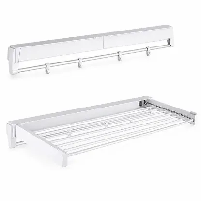 Sunup SN-37717 Katlanabilir Çamaşır Askılığı Duvara Monte Gizli Balkon Akordeon Kurutma Beyaz resmi