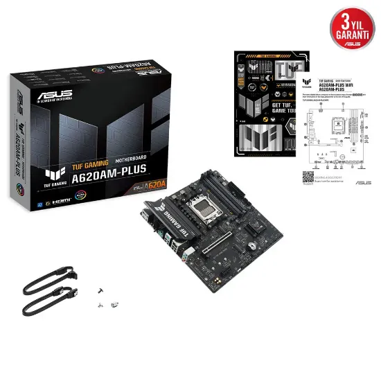 ASUS TUF GAMING A620AM-PLUS 7600MHZ(OC) DDR5 2xDP HDMI ÇİFT M2 USB3.2 AURA RGB 2.5GBİT LAN mATX resmi