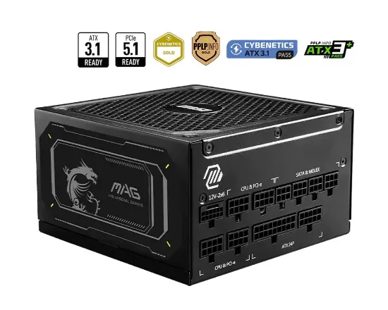 MSI MAG A1000GL PCIE5 II 1000W 80+ GOLD SİYAH FULL MODULER GÜÇ KAYNAĞI resmi