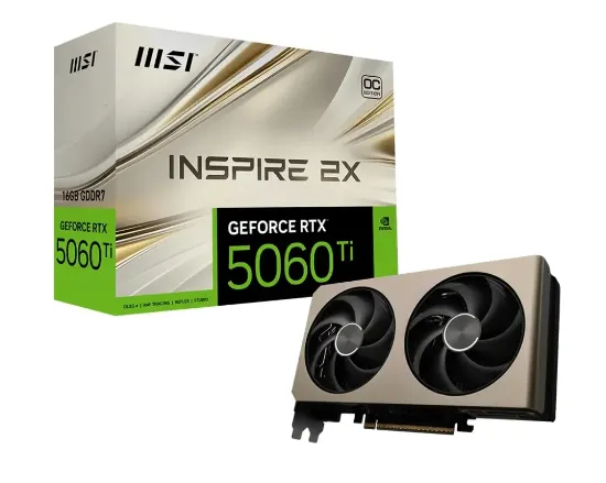 MSI GEFORCE RTX 5060 TI 16G INSPIRE 2X OC 16GB GDDR7 128BIT DX12 GAMING resmi