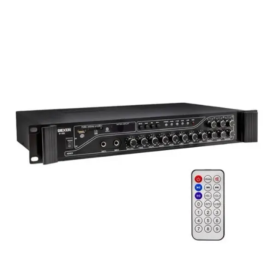 Dexun D-230 250 Watt 3 Zone İki Mikrofon Girişli Hat Trafolu Anfi  Usb-Bt 4/16-70-100v resmi