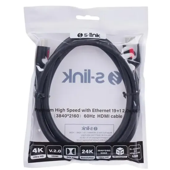 S-Link SL-HDM4K011 19+1  V2.0 4K 60Hz 1.5 Metre Hdmi Kablo resmi