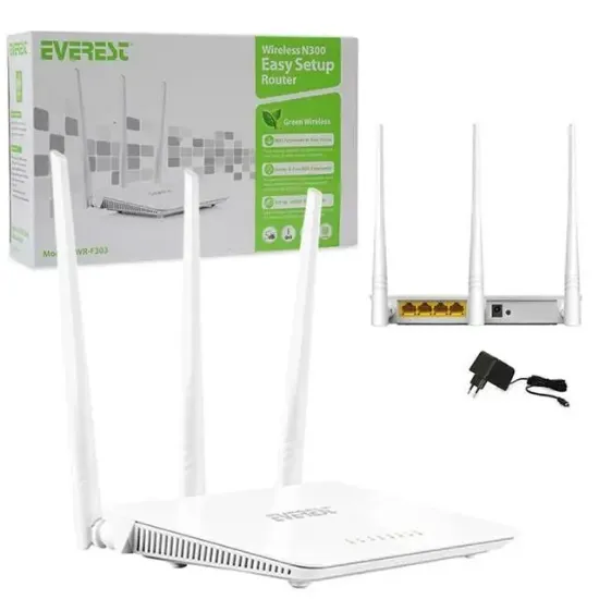 Everest EWR-F303 2.4 Ghz 300 Mbps 4 Port Kablosuz Router resmi