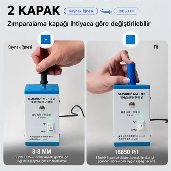 Sunkko MJ-33 Pil ve Punta Kalemi Taşlama Makinesi Elektrot ve 18650 Zımpara Cihazı resmi