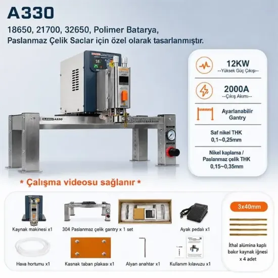 Sunkko A330 Pnömatik Enerji Depolamalı Punta Kaynak Makinesi 12kW 2000A Profesyonel Batarya Punta Cihazı resmi