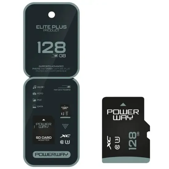 Powerway Elite Plus 128 GB Class 10 U3 XC Micro SD Hafıza Kartı resmi