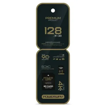 Powerway Premium 128 GB 90MB/S Ultra Hızlı 4K Destekli SDXC Hafıza Kartı resmi